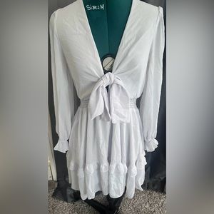 White Tie Front Dress